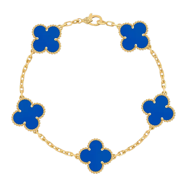 Van Cleef & Arpels Vintage Alhambra 5 Motifs Agate Gold — Authentic Jewelry at CLZTURE