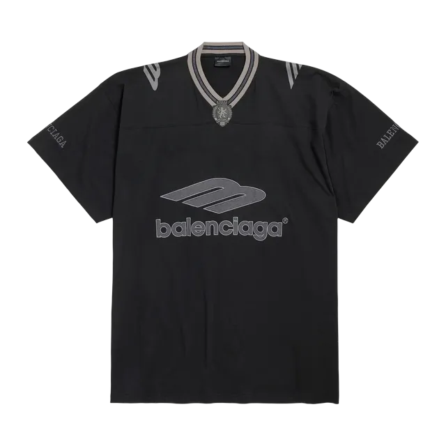 Balenciaga T-Shirt V-Neck 3B Football Black — Authentic T-Shirts at CLZTURE