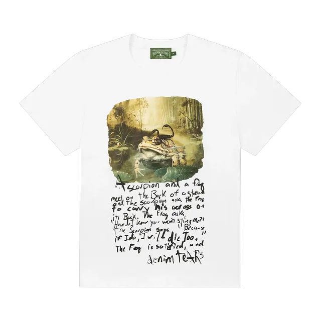 Denim Tears The Frog And Scorpion Fable T-Shirt White — Authentic T-Shirts at CLZTURE