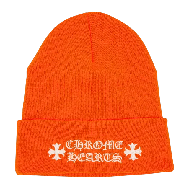 Chrome Hearts Verical Logo Beanie Orange — Authentic Chrome Hearts in stock at CLZTURE