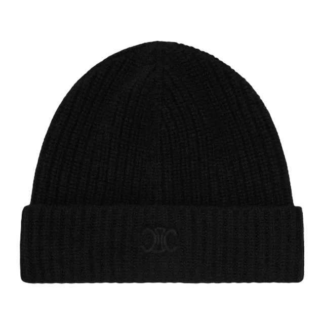Céline Beanie Triomphe Cachemire Écossais Black — Authentic Accessories at CLZTURE