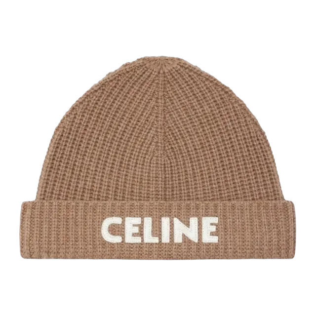Céline Beanie Maille Embroidered Cachemire Brown — Authentic Accessories at CLZTURE