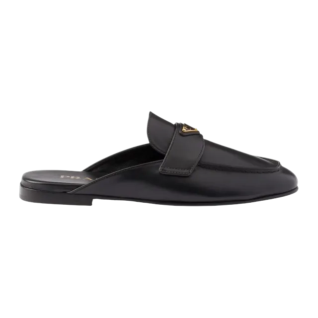 Prada Leather Slippers Black — Authentic Prada in stock at CLZTURE