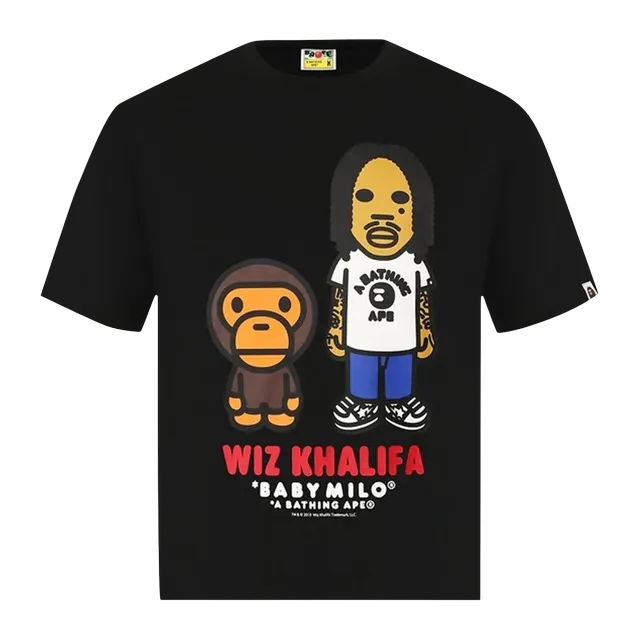 BAPE Baby Milo x Wiz Khalifa T-Shirt Black — Authentic T-Shirts at CLZTURE