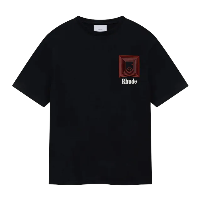 Rhude Chevron Logo Repeat T-Shirt Black — Authentic Rhude in stock at CLZTURE