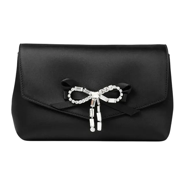 Jimmy Choo Soft Bow Mini Bag Black — Authentic Clutches & Pouches at CLZTURE
