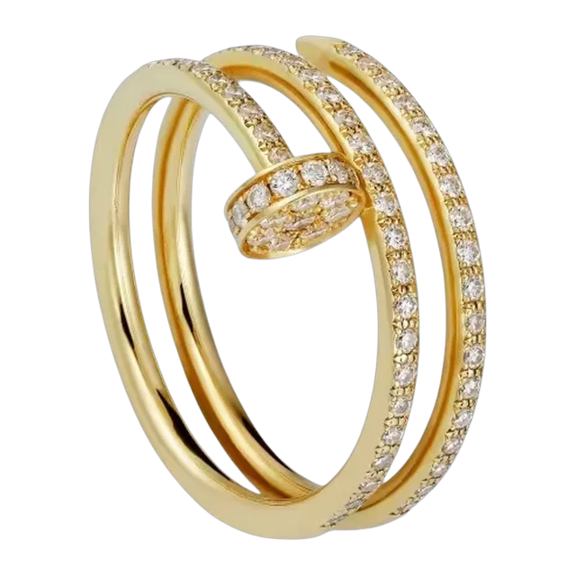 Cartier Ring Juste Un Clou Double Semi-Pavée Gold — Authentic Rings at CLZTURE