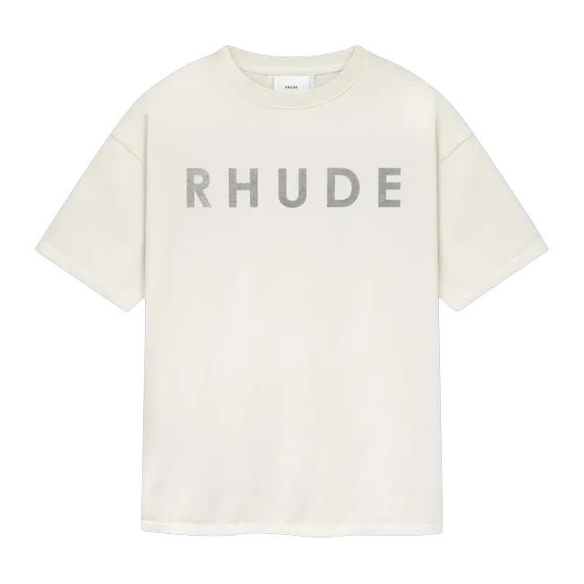 Rhude Distressed Logo T-Shirt White — Authentic Rhude in stock at CLZTURE
