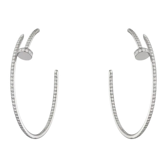 Cartier Créoles Juste Un Clou Grand Pavées Silver — Authentic Jewelry at CLZTURE