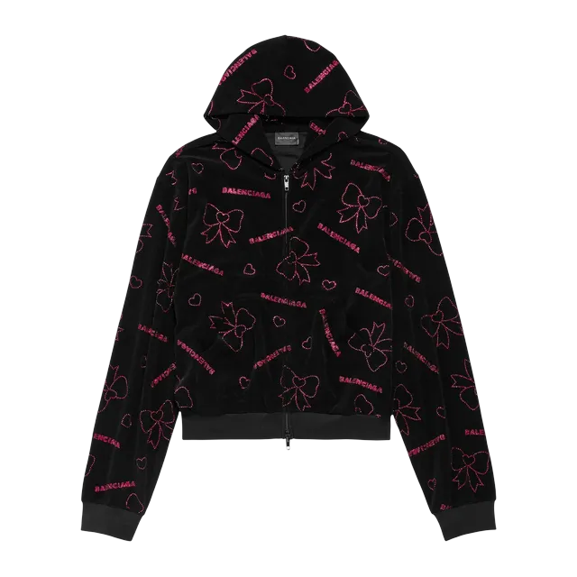 Balenciaga Hoodie Zippé Handrawn Bows Black — Authentic Hoodies & Sweats at CLZTURE