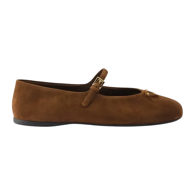 Prada Suede Ballerinas Brown — Authentic Loafers & Flats at CLZTURE