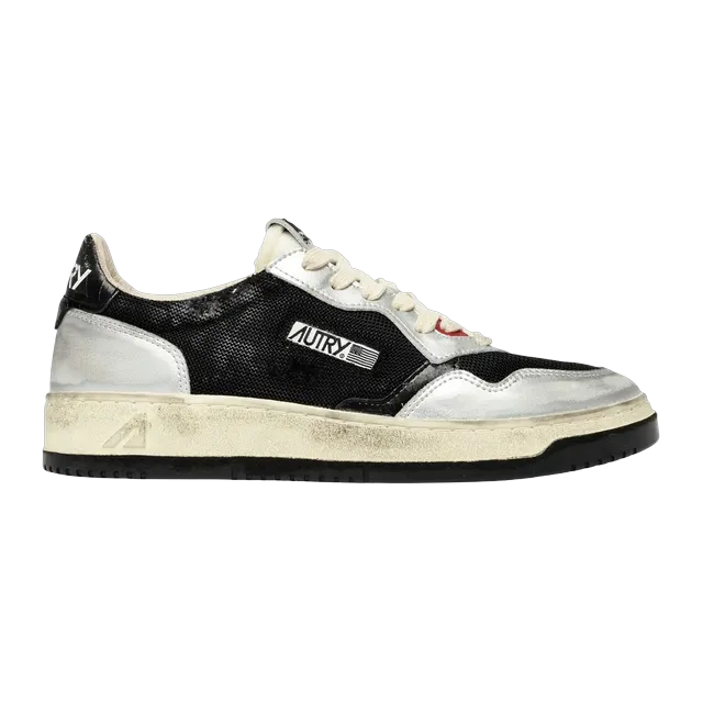 Autry Medalist Low Super Vintage Silver Black — Authentic Shoes & Footwear at CLZTURE