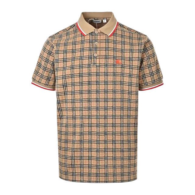 Burberry Polo Cotton Checked Brown — Authentic T-Shirts at CLZTURE
