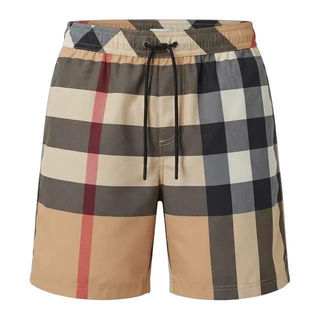 Burberry Shorts De Bain Check Brown — Authentic Swimwear at CLZTURE