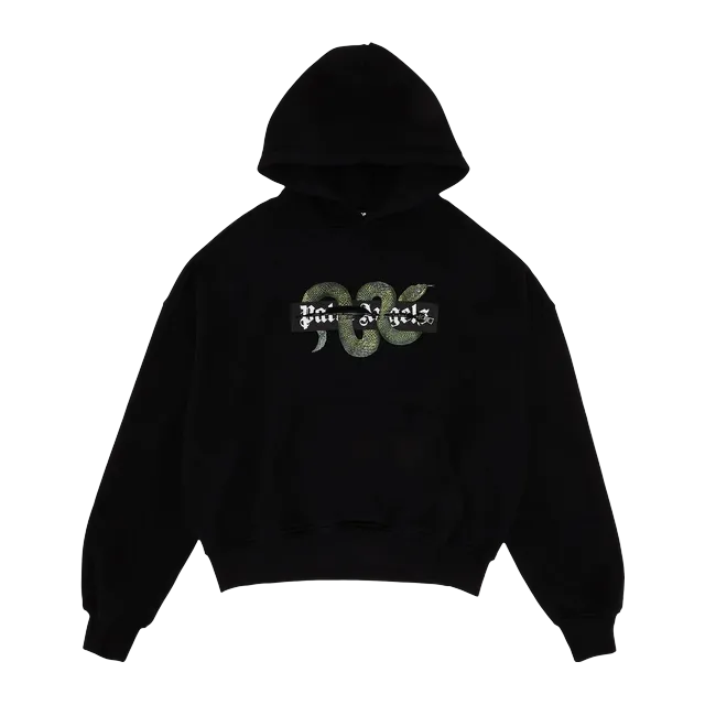 Palm Angels Snake Zip Box Logo Hoodie Black/Green — Authentic Hoodies & Sweats at CLZTURE