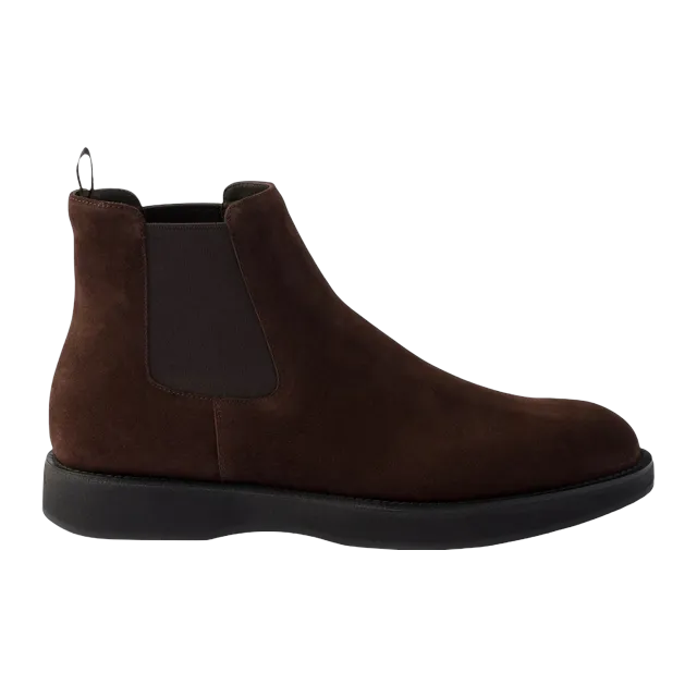 Prada Suede Chelsea Brown — Authentic Prada in stock at CLZTURE