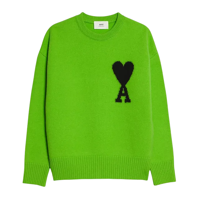 AMI Paris Big Logo Sweater Green — Authentic Hoodies & Sweats at CLZTURE