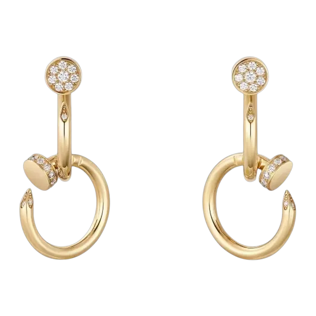 Cartier Earrings Juste Un Clou Double Diamants Gold — Authentic Jewelry at CLZTURE