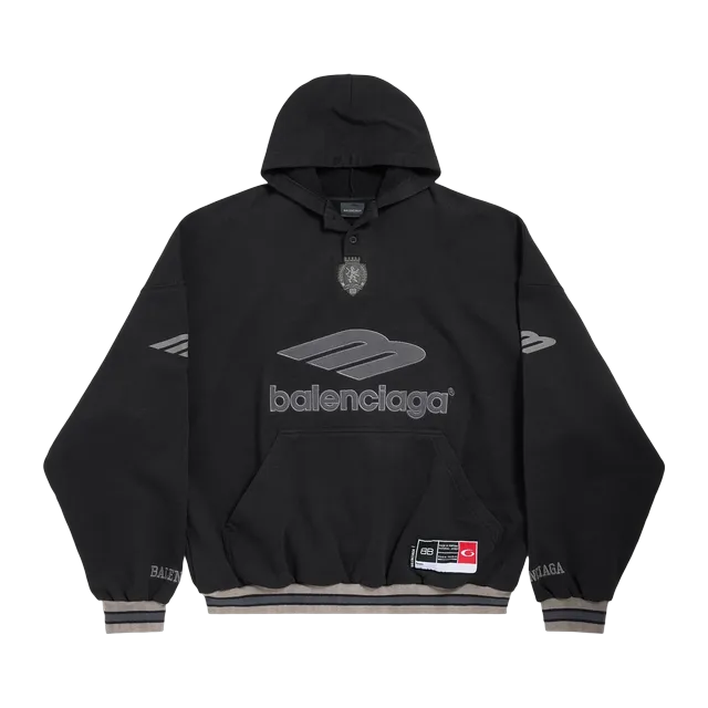 Balenciaga Hoodie Polo 3B Football Black — Authentic Hoodies & Sweats at CLZTURE