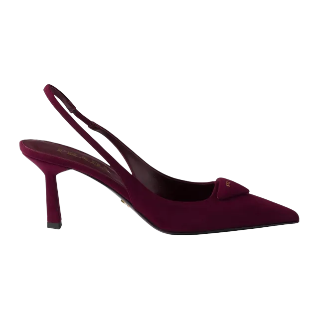 Prada Suede Slingback Pumps 75Mm Red — Authentic Shoes & Footwear at CLZTURE