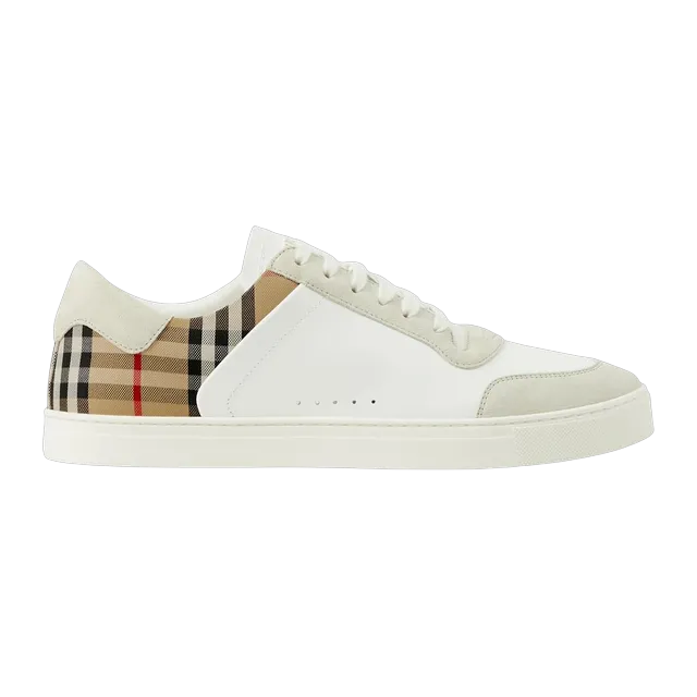 Burberry Sneakers Leather, Cuir Velours Et Check Neutral — Authentic Shoes & Footwear at CLZTURE