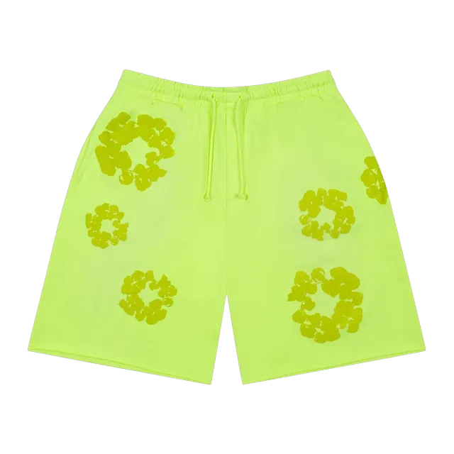 Denim Tears Mono Cotton Wreath Sweatshirt Shorts Neon Green — Authentic Shorts at CLZTURE