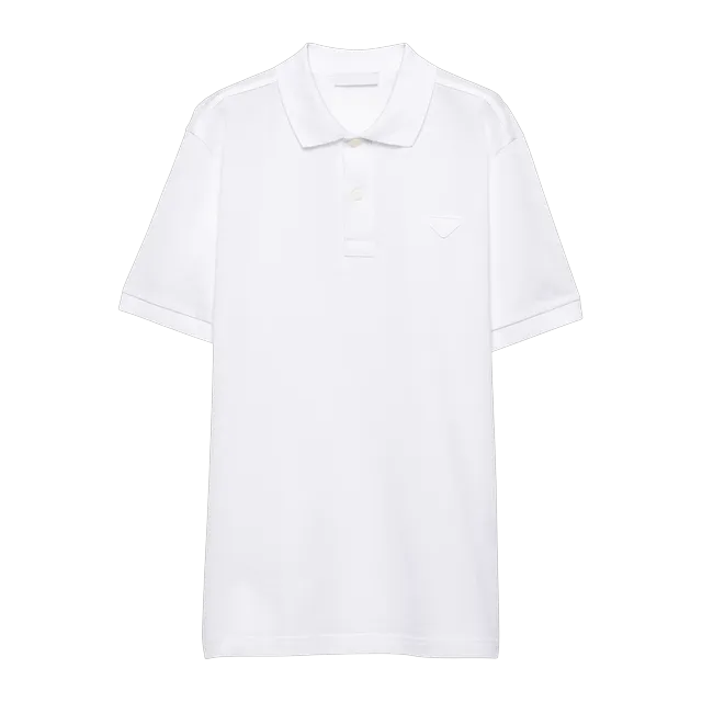Prada Piqué Polo Shirt White — Authentic Prada in stock at CLZTURE