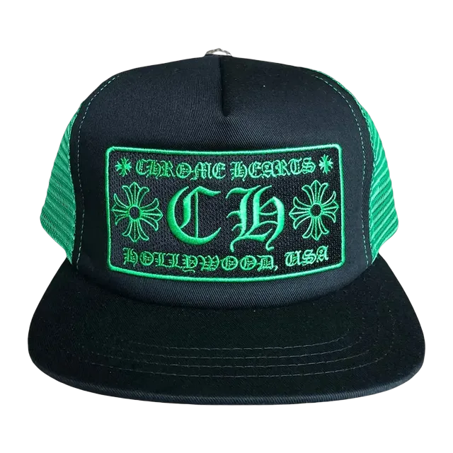 Chrome Hearts Hollywood Trucker Hat Black/Green — Authentic Chrome Hearts in stock at CLZTURE