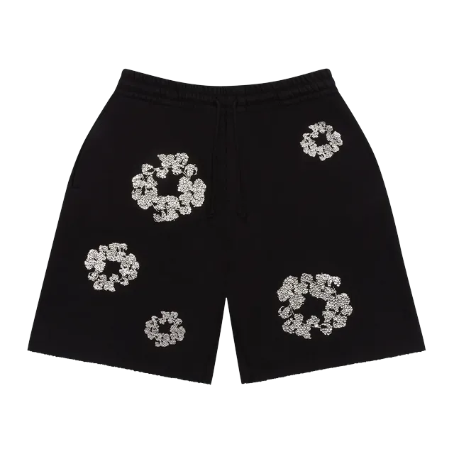 Denim Tears Cashmere Swarovski Cotton Wreath Shorts Black — Authentic Shorts at CLZTURE