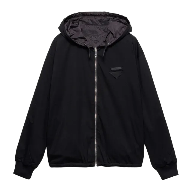 Prada Jacket à Capuche Réversible Jersey Black — Authentic Prada in stock at CLZTURE