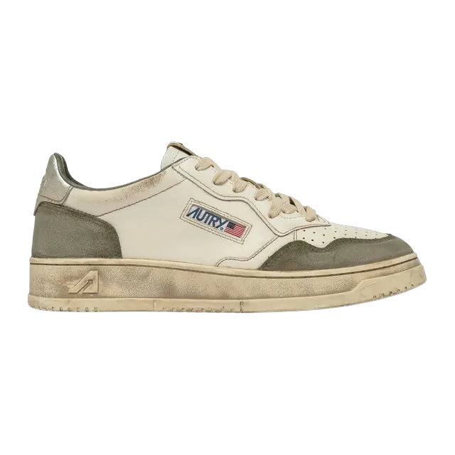 Autry Medalist Low Super Vintage White Silver — Authentic Shoes & Footwear at CLZTURE