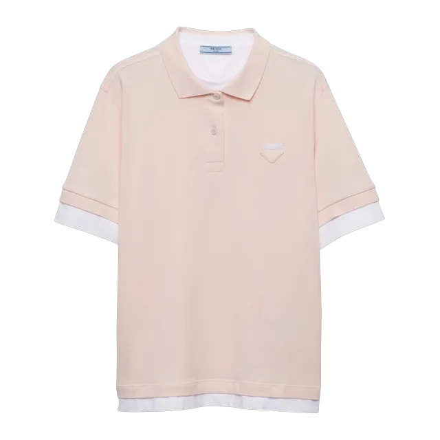 Prada Piqué And Jersey Polo Shirt Neutral — Authentic T-Shirts at CLZTURE