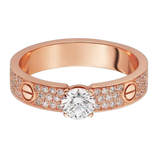Cartier Solitaire Love Diamant Pavé Gold — Authentic Rings at CLZTURE