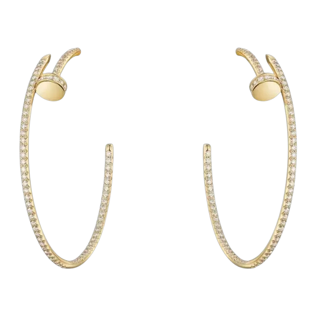 Cartier Créoles Juste Un Clou Grand Pavées Gold — Authentic Jewelry at CLZTURE