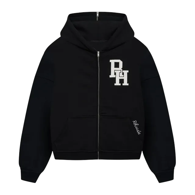 Rhude Zippered Hood Lundun Jacket Black — Authentic Hoodies & Sweats at CLZTURE
