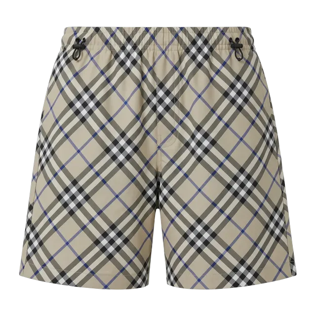 Burberry Shorts De Bain à Carreaux White — Authentic Swimwear at CLZTURE
