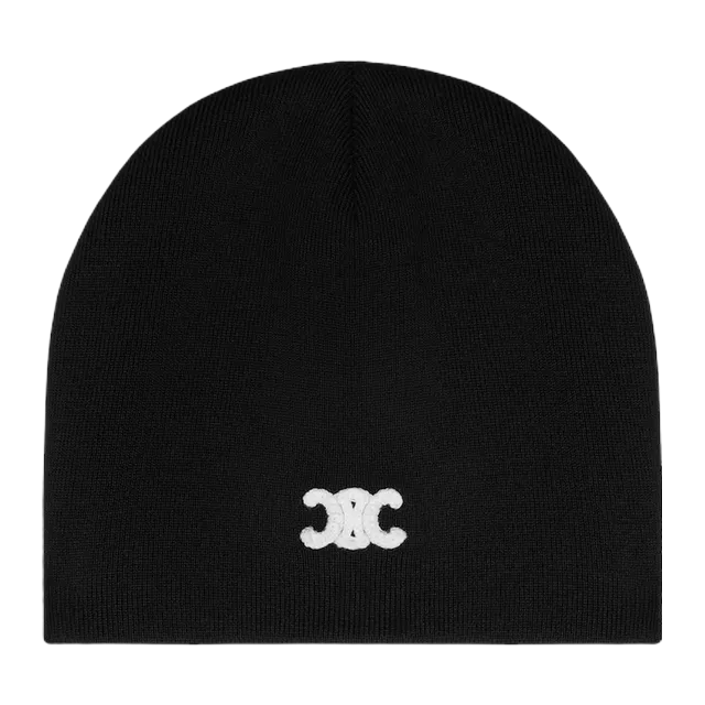 Céline Beanie Triomphe Laine Black — Authentic Accessories at CLZTURE