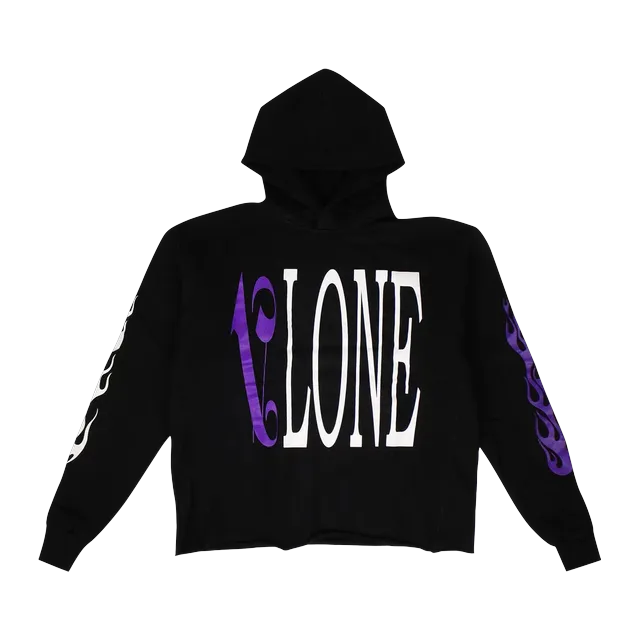 Vlone x Palm Angels Logo Hooded Sweatshirt Black/Purple — Authentic Hoodies & Sweats at CLZTURE