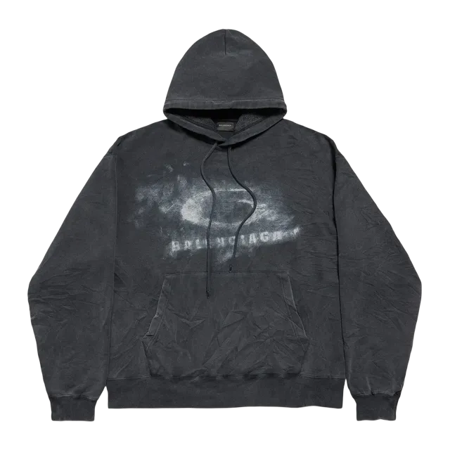 Balenciaga Hoodie Washed Crayon Loop Black — Authentic Balenciaga in stock at CLZTURE