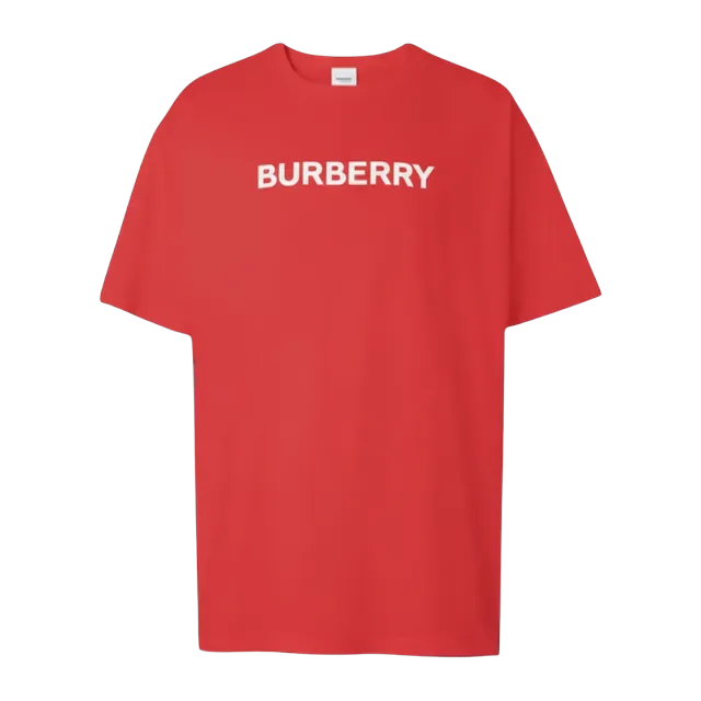 Burberry Logo Print Cotton Oversized Red — Authentic T-Shirts at CLZTURE