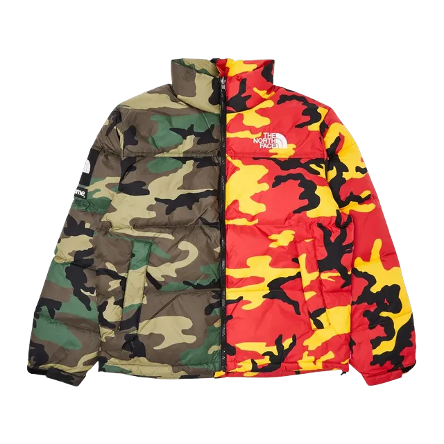 Supreme x The North Face Split Nuptse Jacket Camo — Authentic The North Face in stock at CLZTURE
