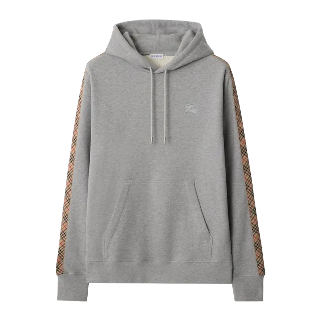 Burberry Hoodie Cotton With Check Grey — Authentic Burberry in stock at CLZTURE