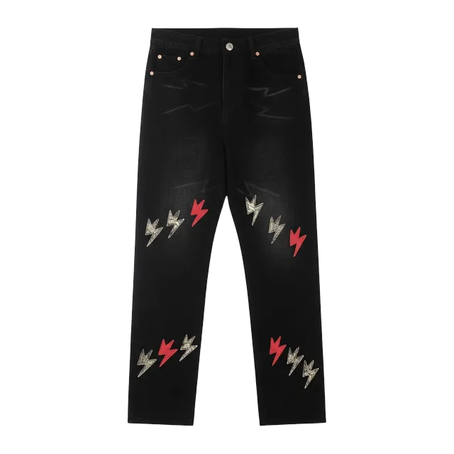 Chrome Hearts Cross Patch Jeans Red Silver — Authentic Chrome Hearts in stock at CLZTURE