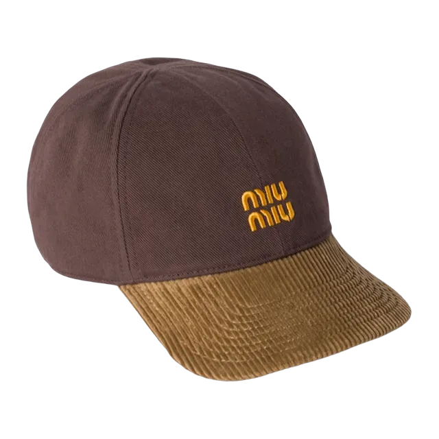 Miu Miu Cap Drill velours côtelé Brown — Authentic Caps & Beanies at CLZTURE