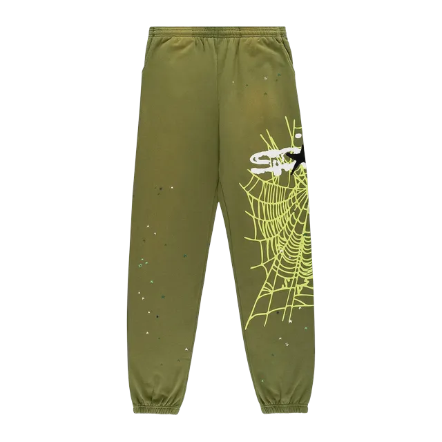 Sp5der Heavy Web Sweatpant Olive — Authentic Pants & Trousers at CLZTURE