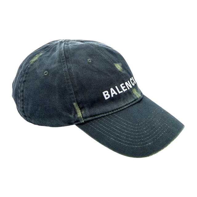 Balenciaga Distressed Logo Baseball Cap Green — Authentic Balenciaga in stock at CLZTURE