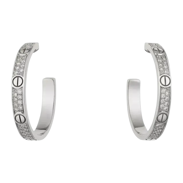 Cartier Créoles Love Moyen Pavées Silver — Authentic Jewelry at CLZTURE