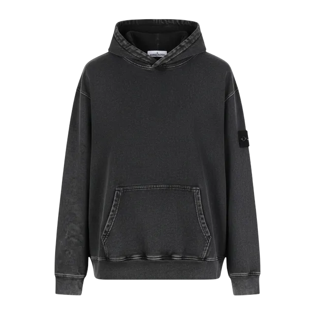 Stone Island Washed Hoodie Black — Authentic Stone Island in stock at CLZTURE
