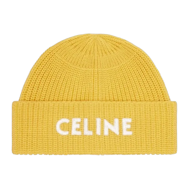 Céline Beanie Wool Embroidered Yellow — Authentic Accessories at CLZTURE