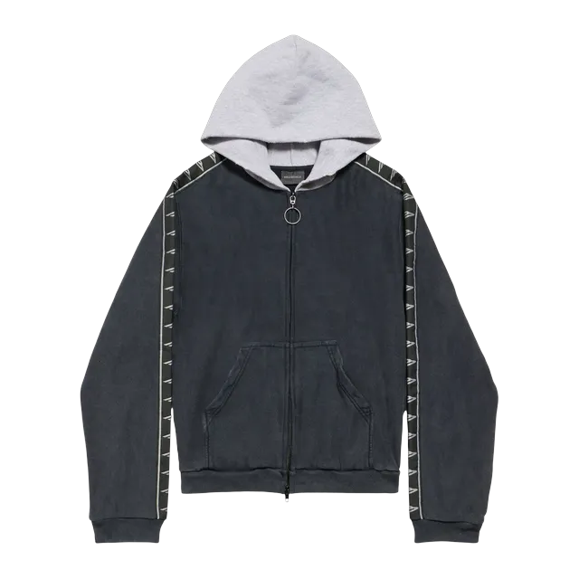 Balenciaga Hoodie à Capuche Zippé Stripe Patched Blue — Authentic Hoodies & Sweats at CLZTURE